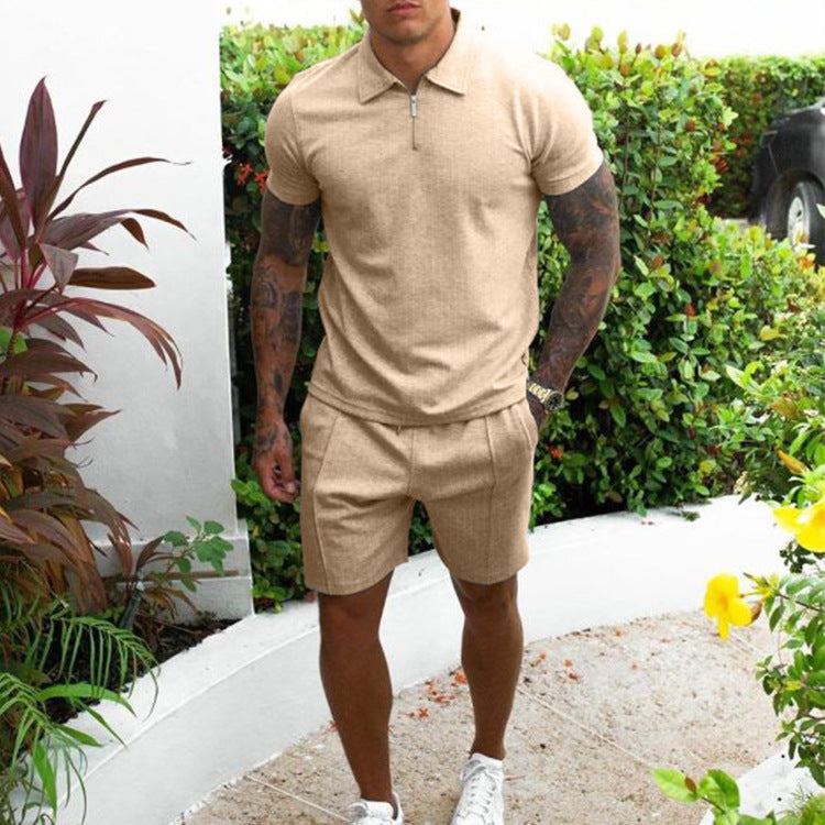 Men's Casual Short-sleeved Slim Shorts Suit
